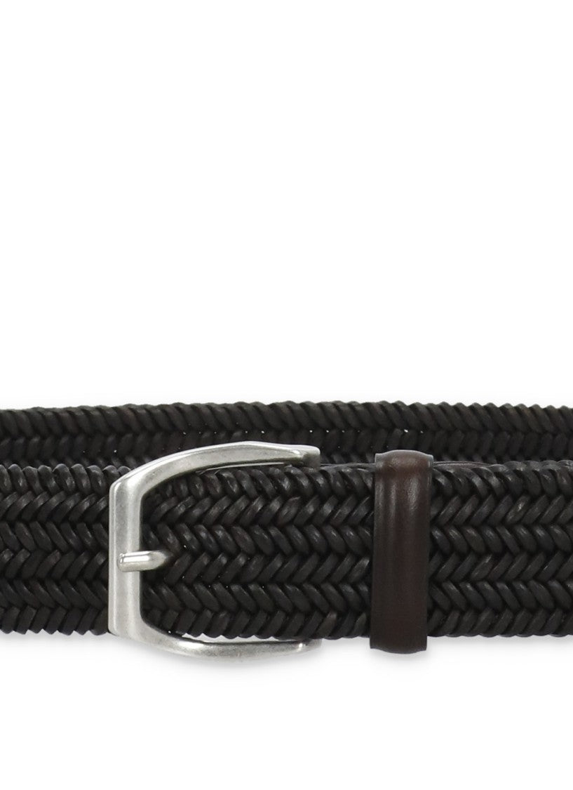 Orciani Textured Wide Leather Belt With Classic Buckle From Orciani