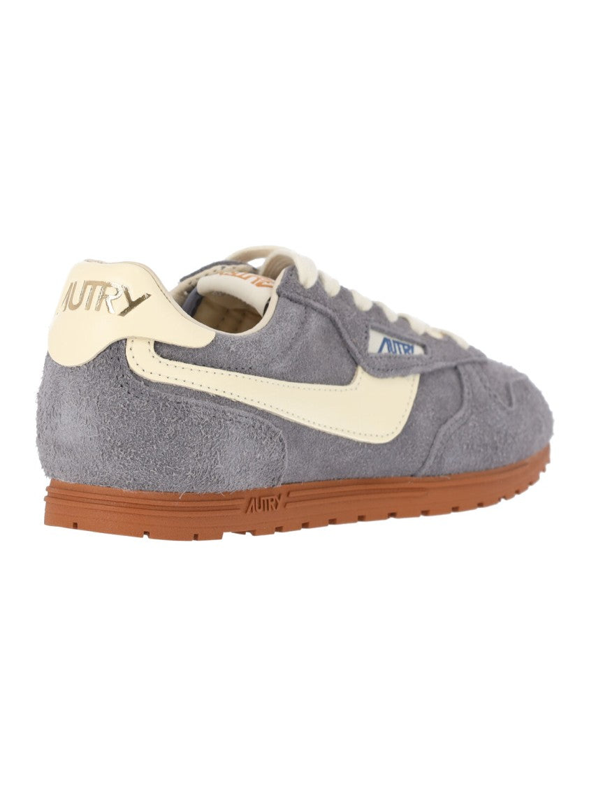 Autry Low-Top Grey Suede Sneakers With Contrast Detailing