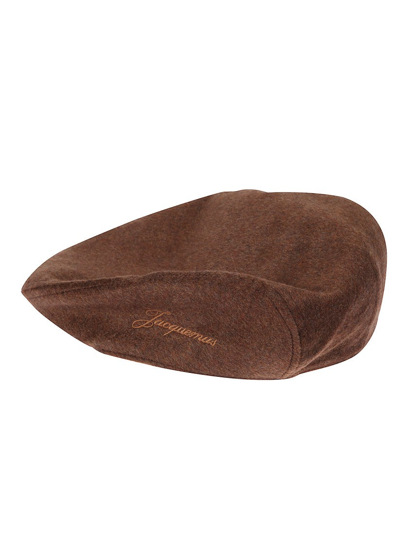 Jacquemus Brown Beret With Subtle Embroidery