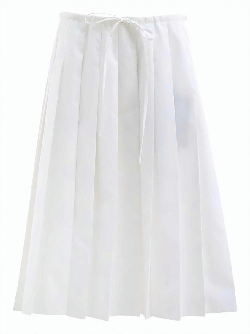 Prada Classic Pleated Drawstring Midi Skirt