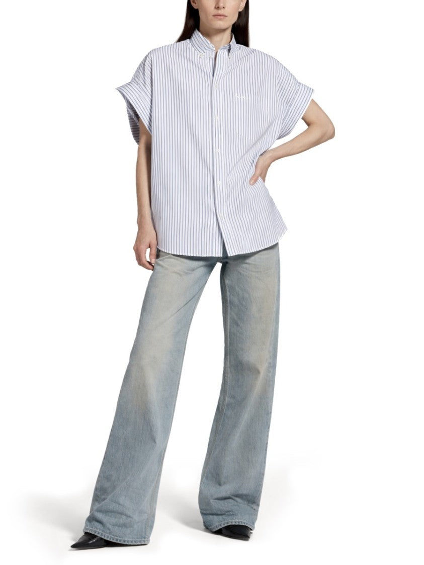 Balenciaga Wide-Fit Lapel Sleeve Cotton Shirt