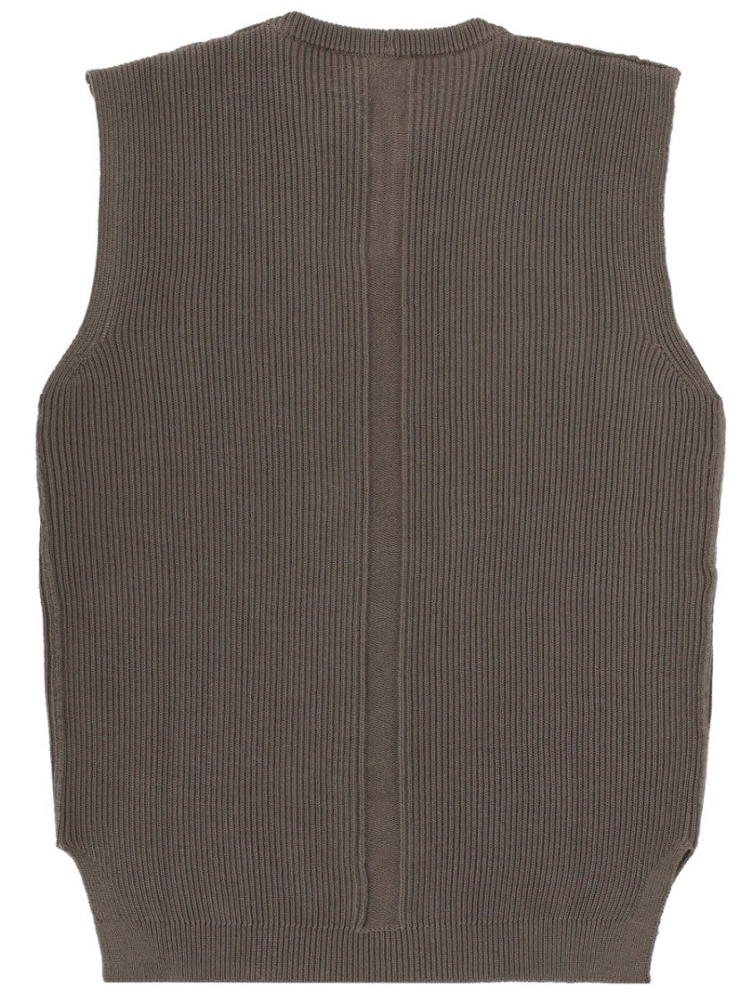 Rick Owens Grey Wool Boxy Textured Knit Top