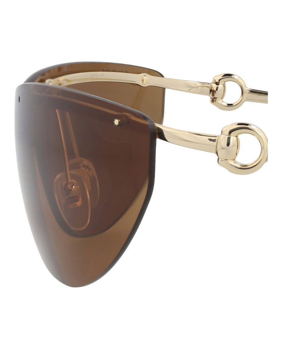 Gucci Shield-Frame Metal Sunglasses