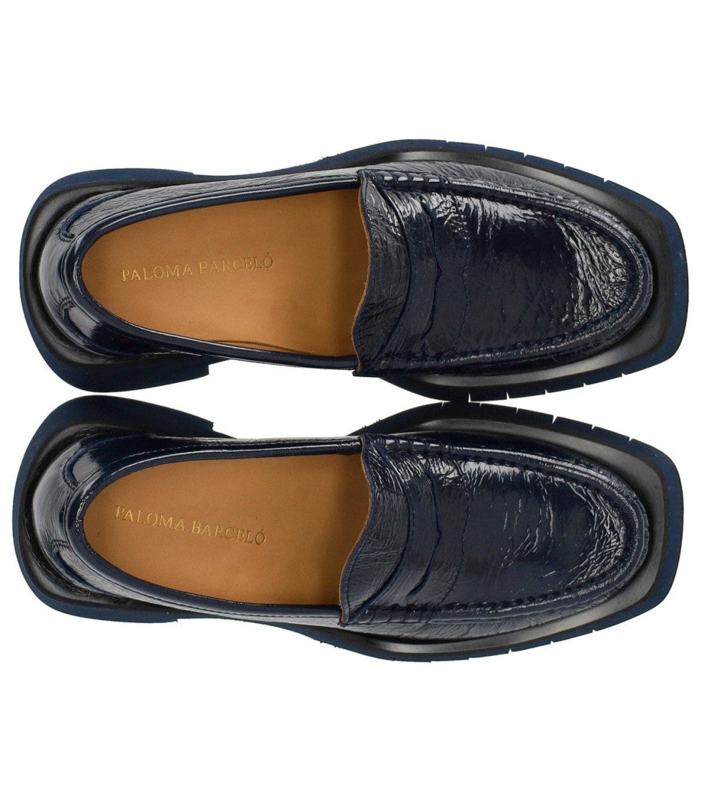 Paloma Barceló Odele Navy Blue Heeled Loafer