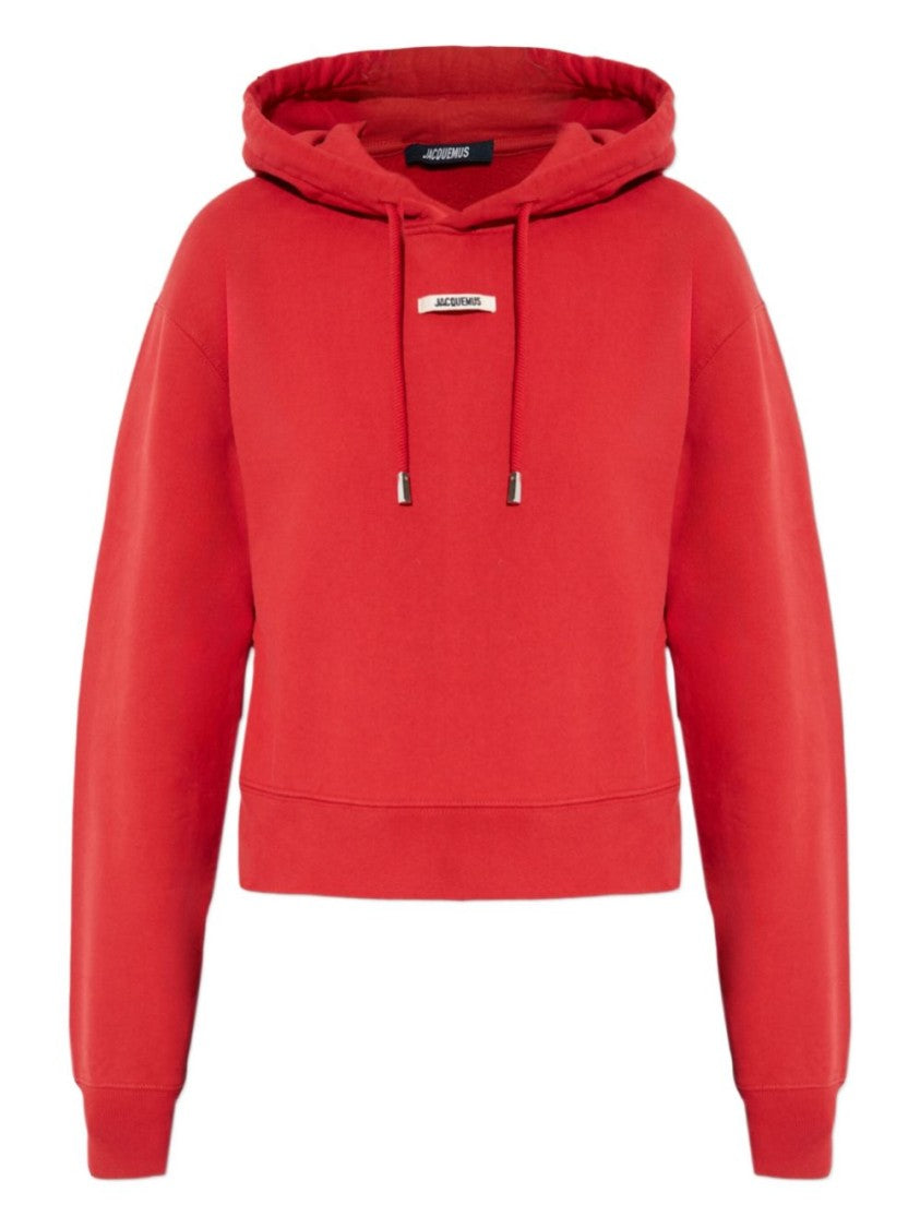 Jacquemus Cropped Red Sweatshirt With Hood