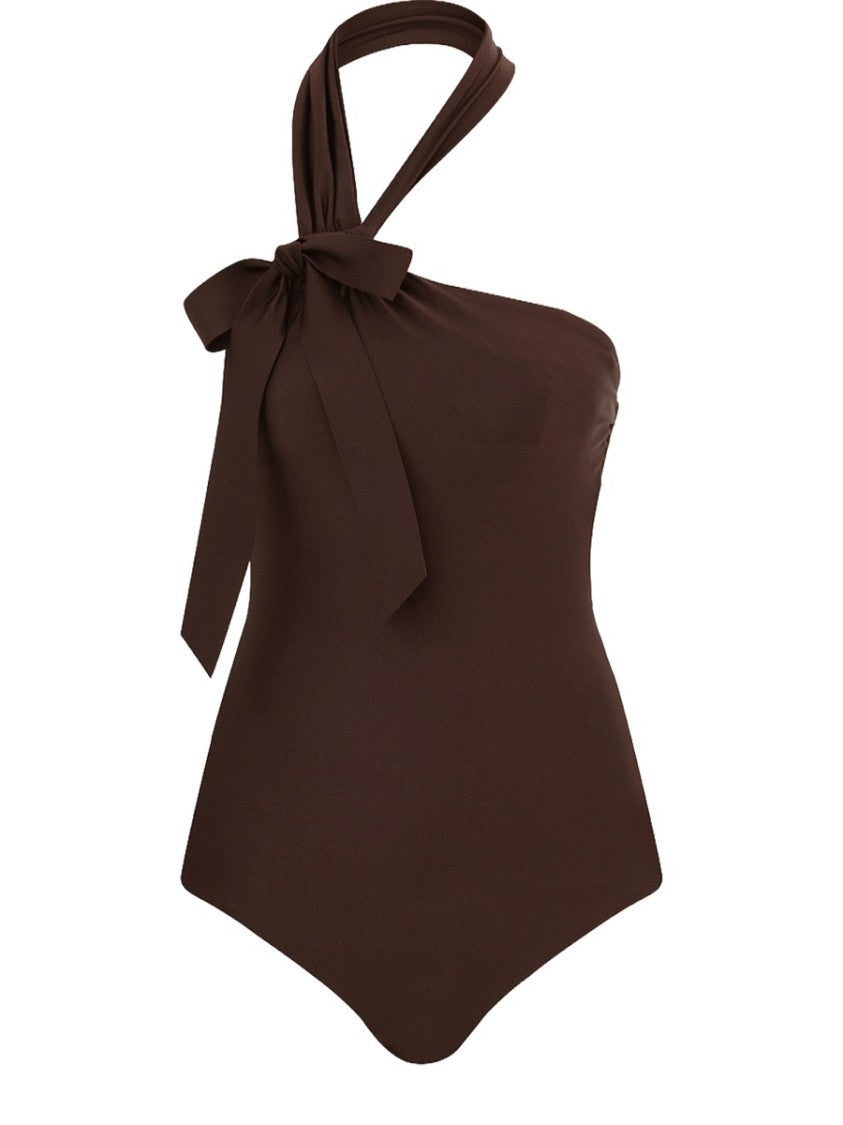 Zimmermann Neutrals Awaken One-Shoulder Bow Swimsuit
