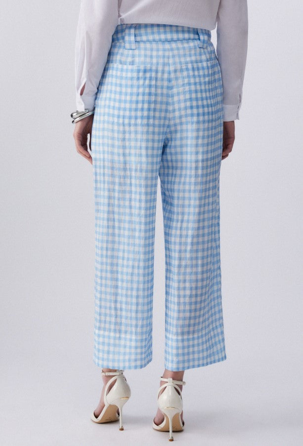 Liu Jo Cropped Vichy Trousers With Front Pleats And Side Pockets