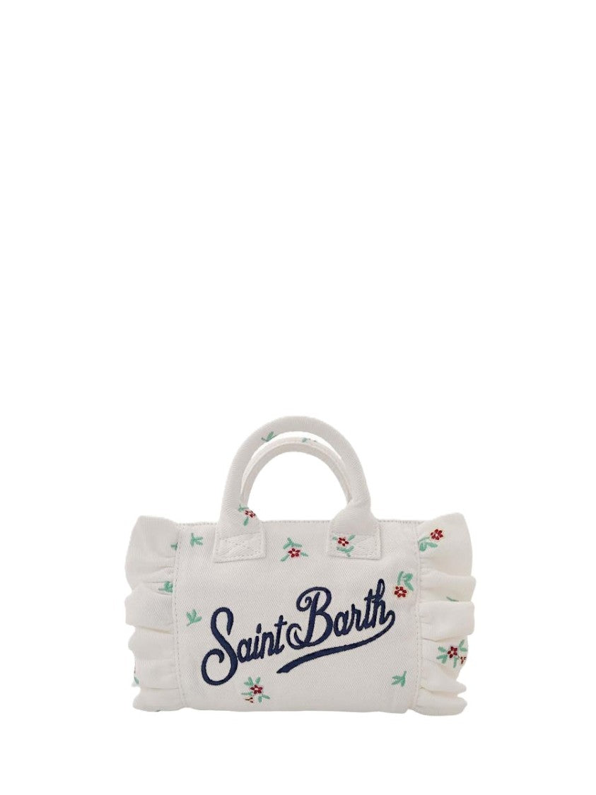 Mc2 Saint Barth White Unica Floral Embroidery Handbag
