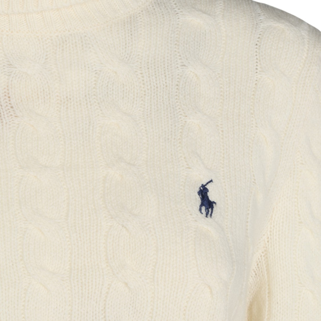 Polo Ralph Lauren Cable Knit Sweater With High Turtleneck And Logo Detail