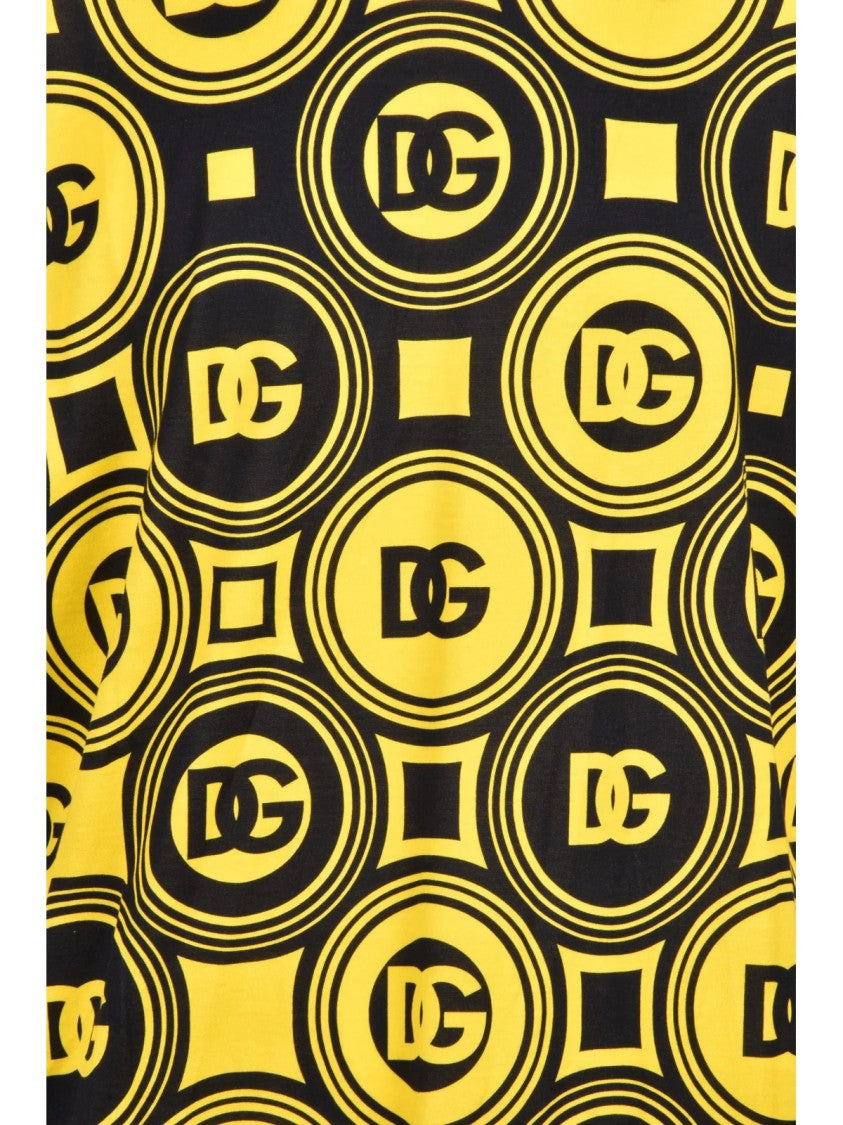 Dolce & Gabbana Black/Yellow Geometric Pattern Cotton T-Shirt