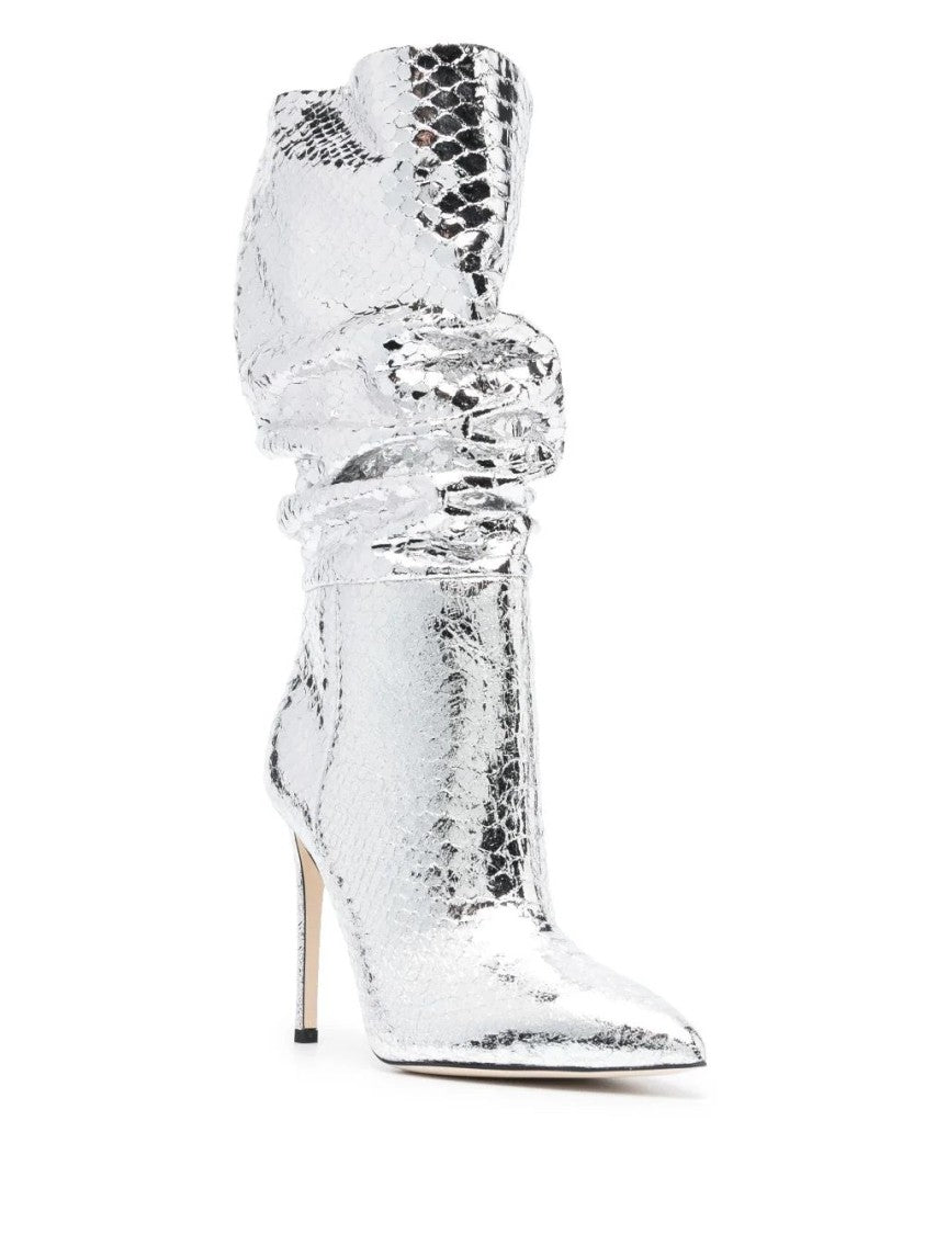 Paris Texas Slouchy Silver Stiletto Ankle Boot With Chic Design