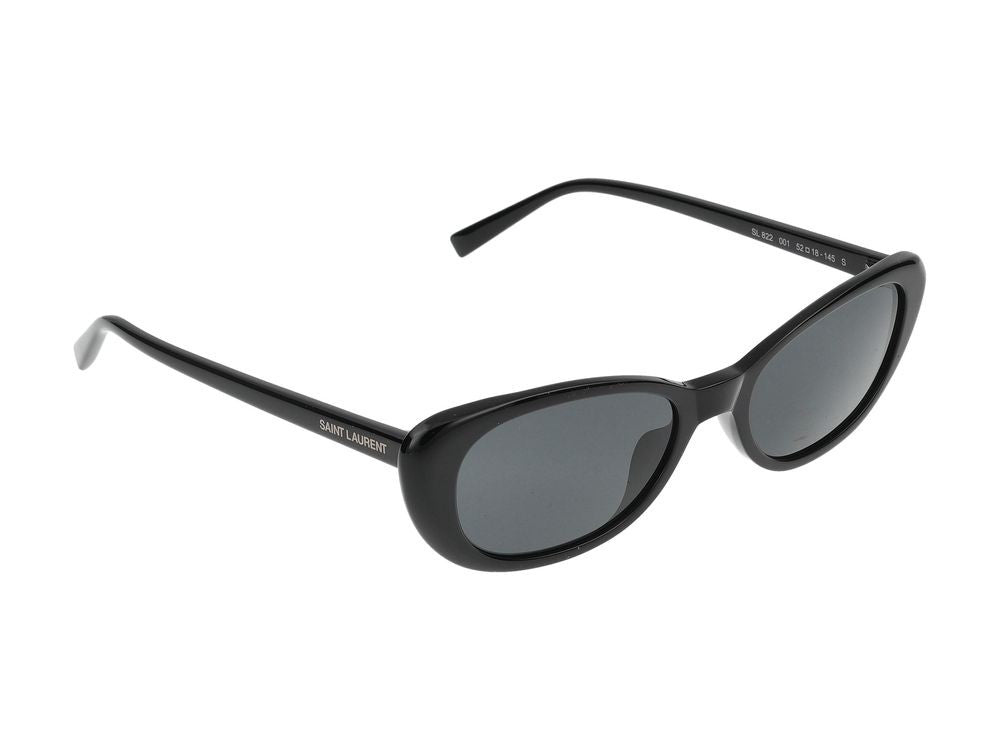 Saint Laurent Black Glossy Acetate Rounded Cat-Eye Sunglasses