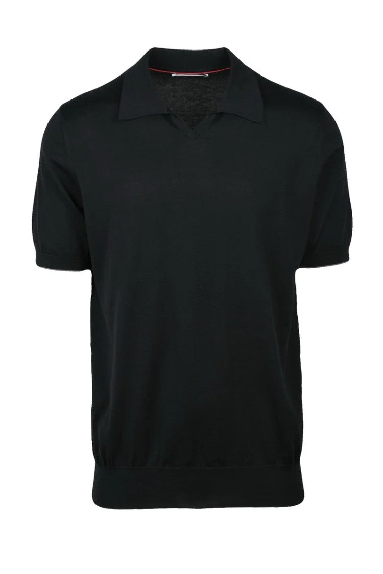 Brunello Cucinelli Cotton Knit Polo - Black