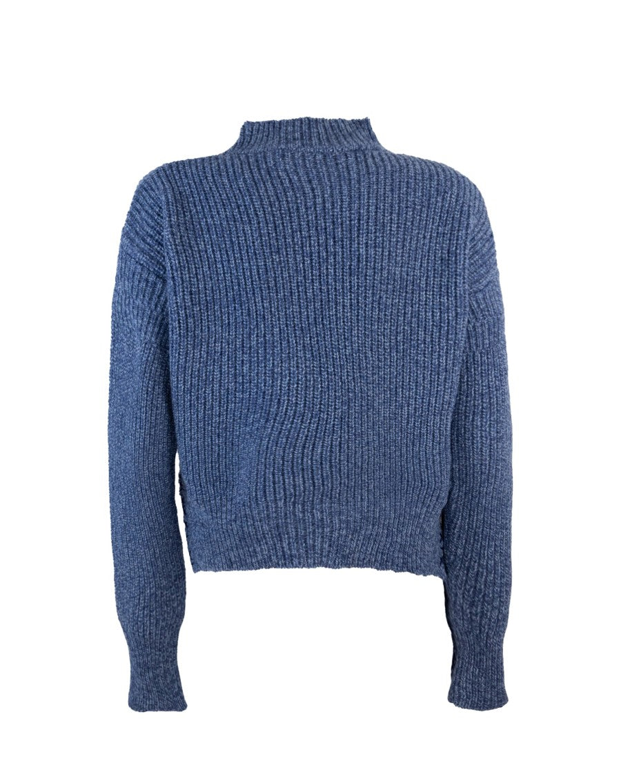 Marni Mouliné Blue Wool Sweater With Embroidery