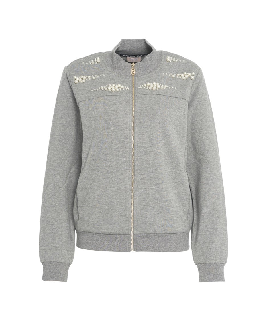 Liu Jo Knit Sweatshirt With Pearl Embellished Shoulders
