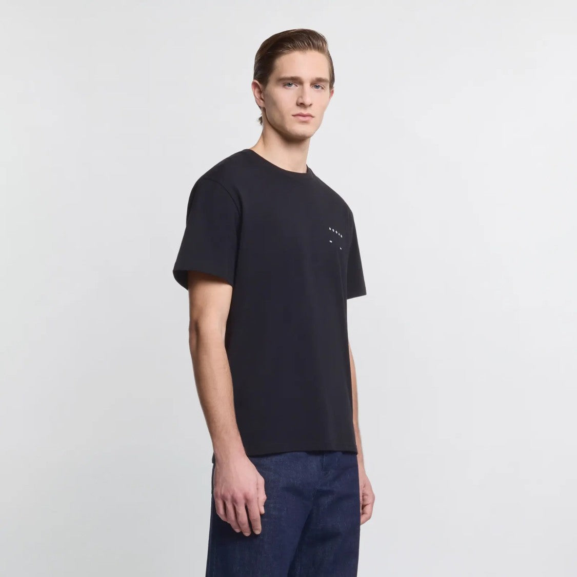 Hogan Minimalist Black T-Shirt With Calfskin Blend
