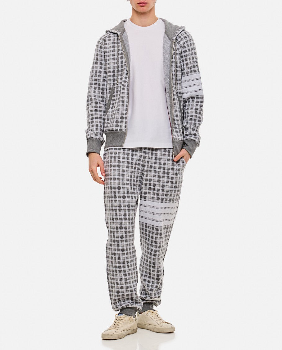 Thom Browne 4 Bar Zip Up Cotton Hoodie