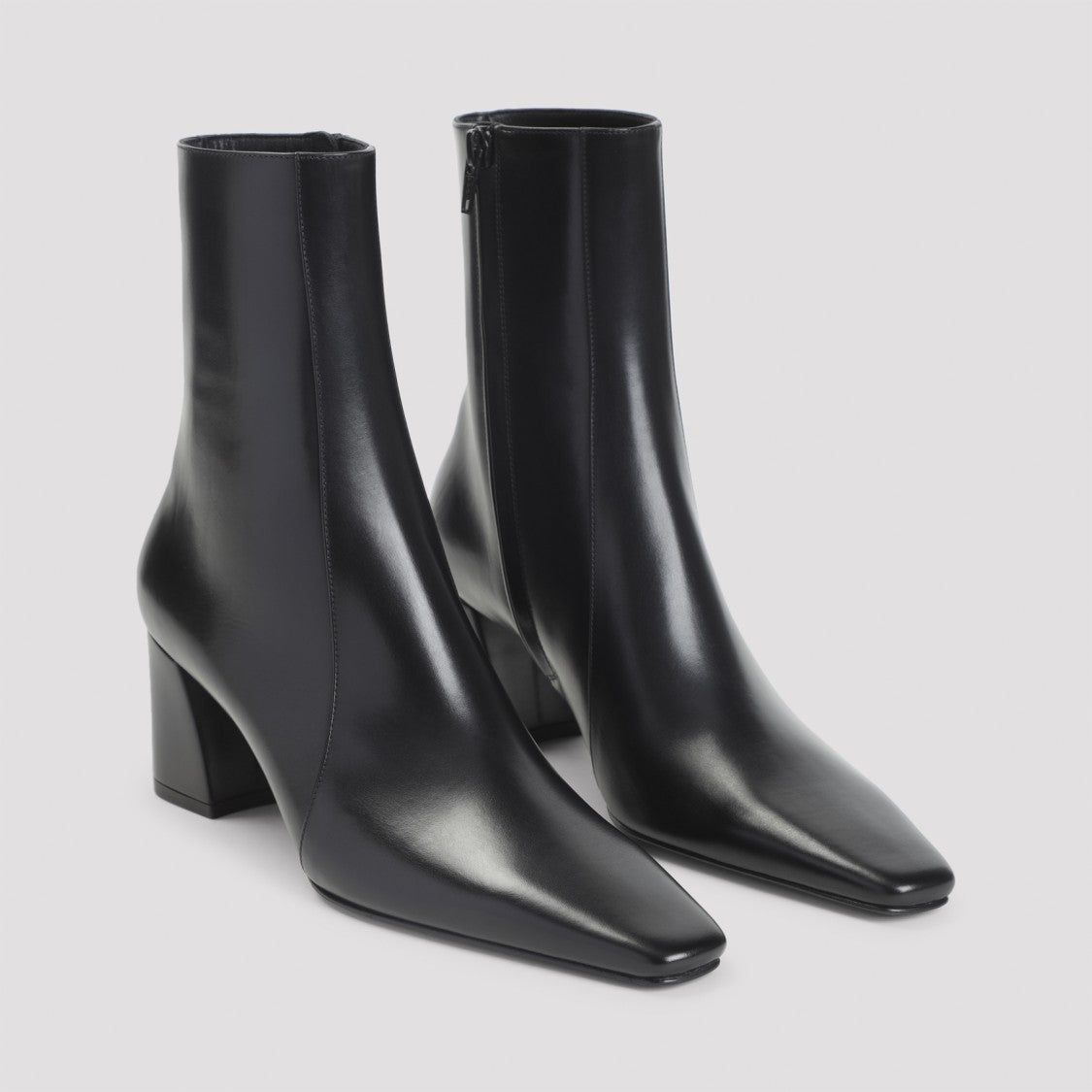 Saint Laurent Pointed Toe Ankle Boots With Polished Leather Finish