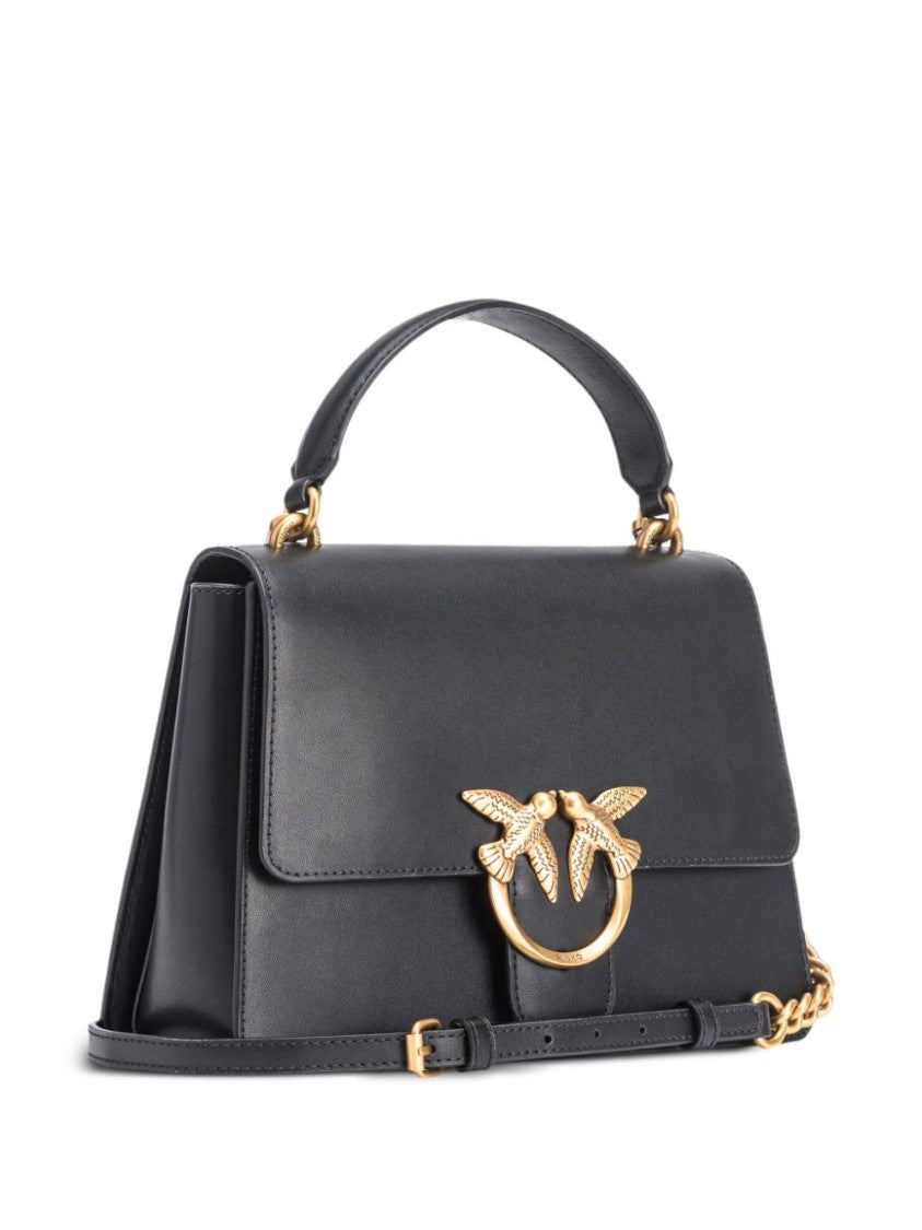 Pinko Structured Cow Leather Tote Bag With Bird Clasp Detail