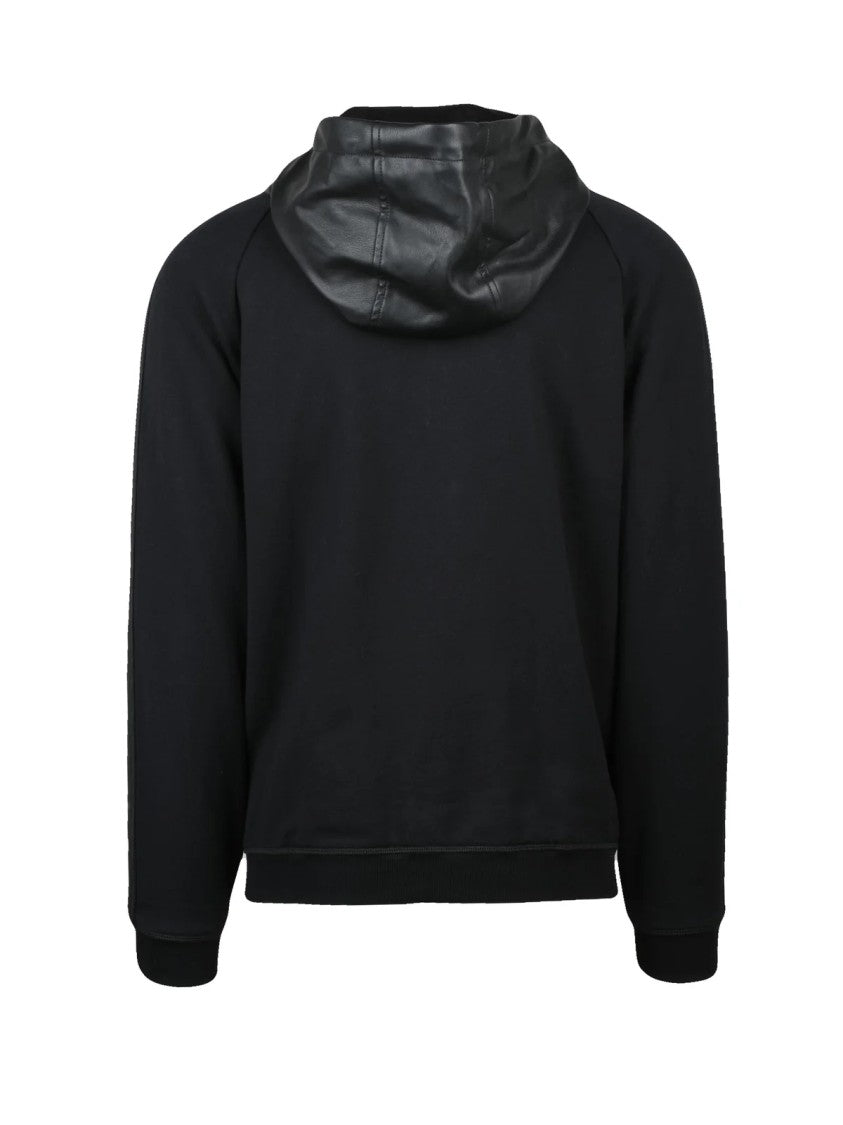 Dsquared2 Faux Leather Jacket With Contrasting Fabric And Functional Pockets