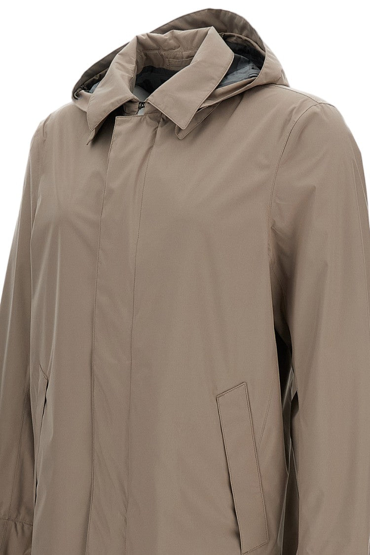 Herno Minimalist Microfiber Raincoat With Removable Hood