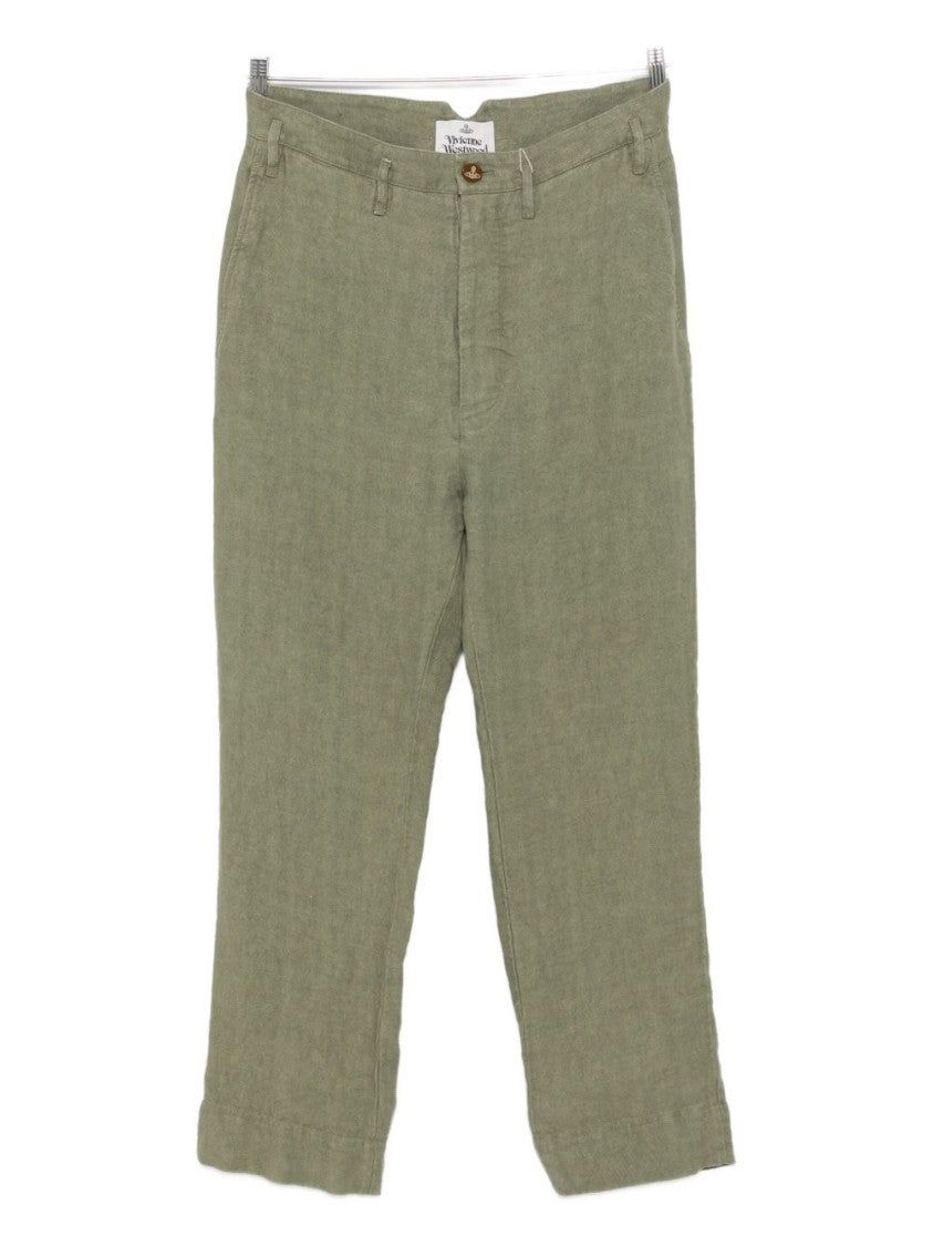 Vivienne Westwood Khaki Green Straight Leg Turn-Up Trousers