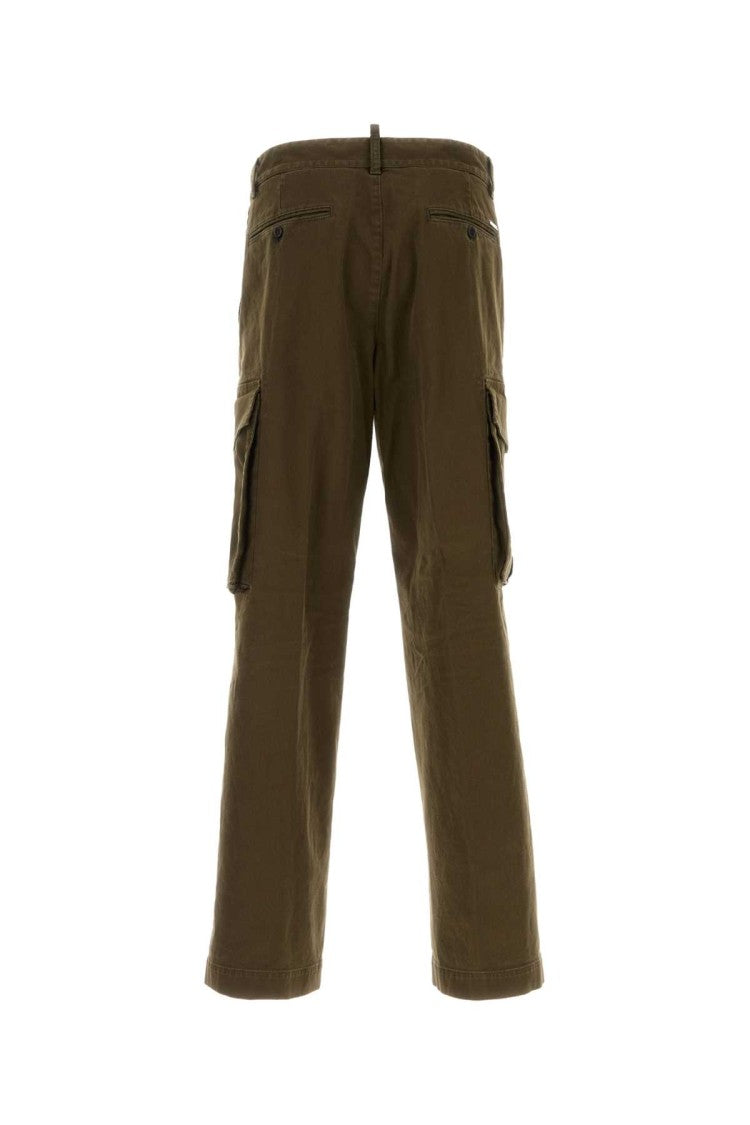 Dsquared2 Olive Green Stretch Cotton Loose Cargo Pant