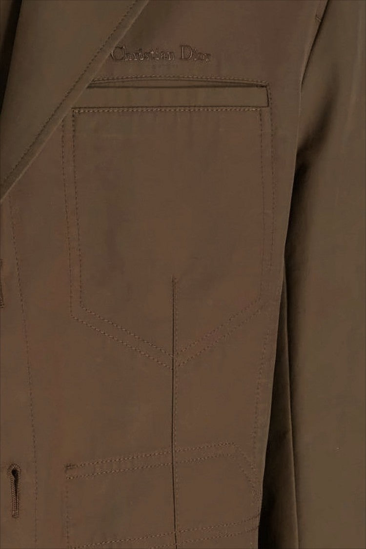 Dior Structured Brown Cotton Jacket With Classic Lapel