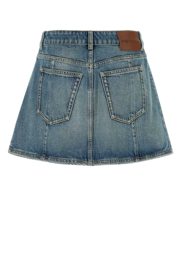 Alexander Mcqueen Denim Mini Skirt