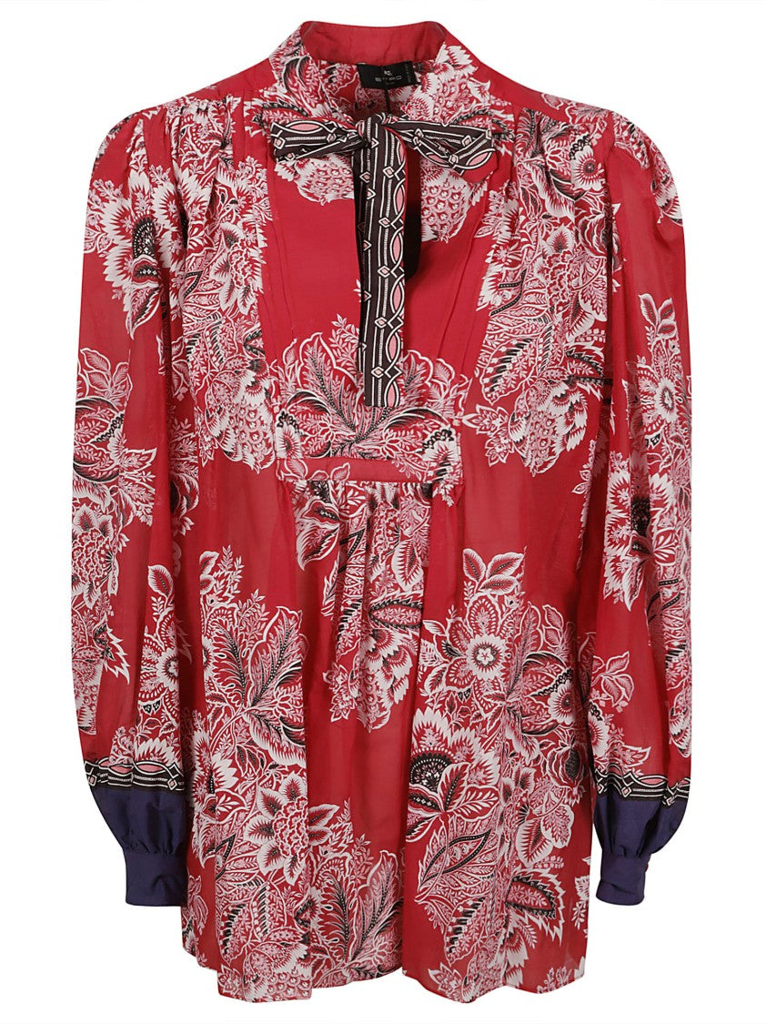 Etro Red Floral Pattern Shirt