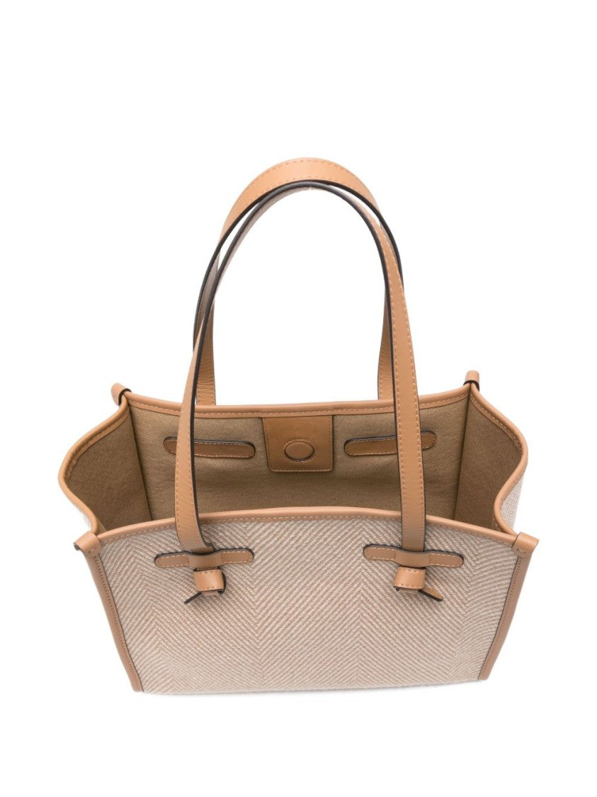 Gianni Chiarini Structured Beige Shopper Bag With Herringbone Texture