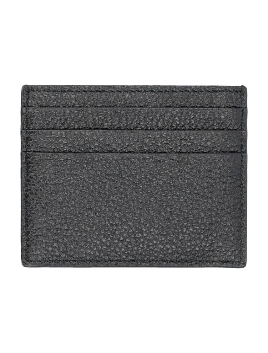 Prada Textured Calf Leather Card Holder With Gold-Tone Triangle Logo