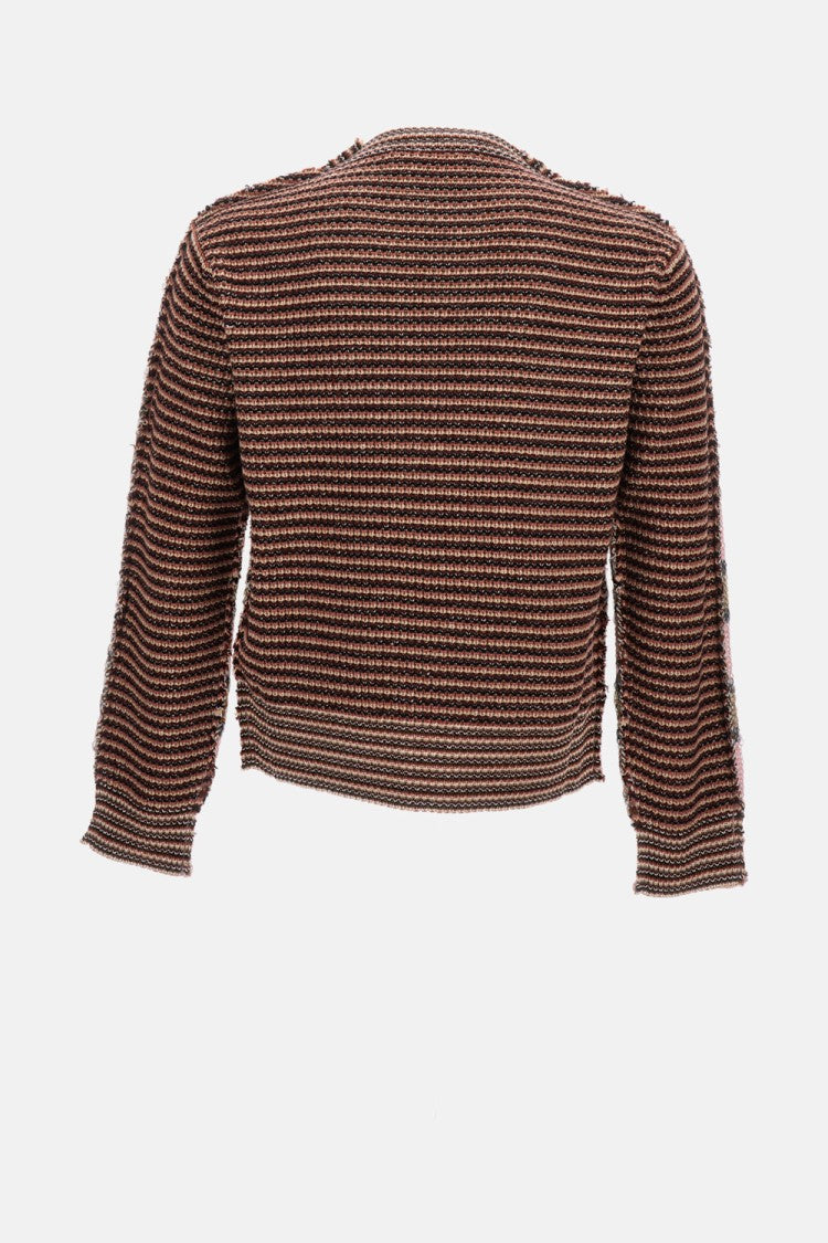Marni Striped Oversized Wool Sweater With Textured Knit