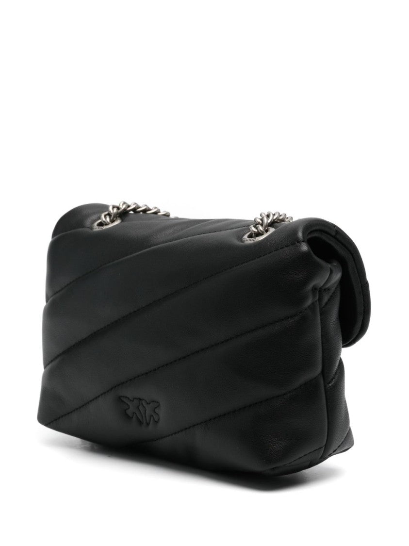 Pinko Black Leather Padded Shoulder Bag