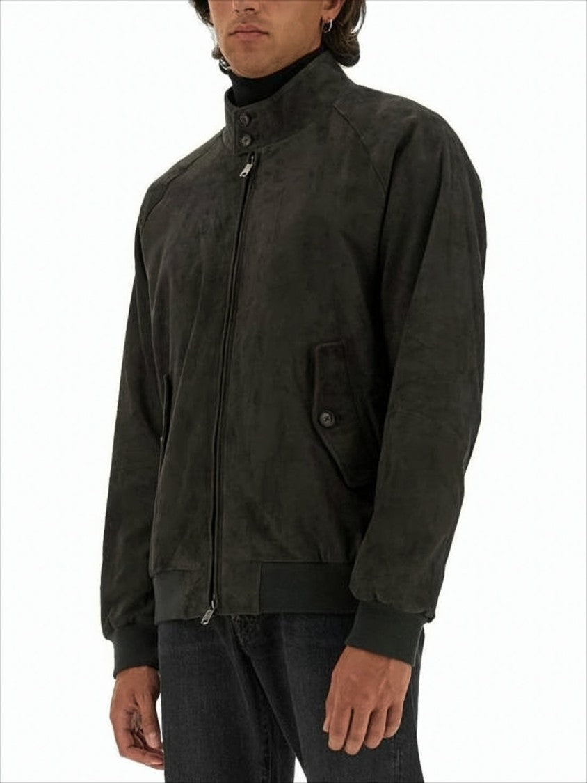 Baracuta Minimalist Black Leather Jacket With Structured Silhouette
