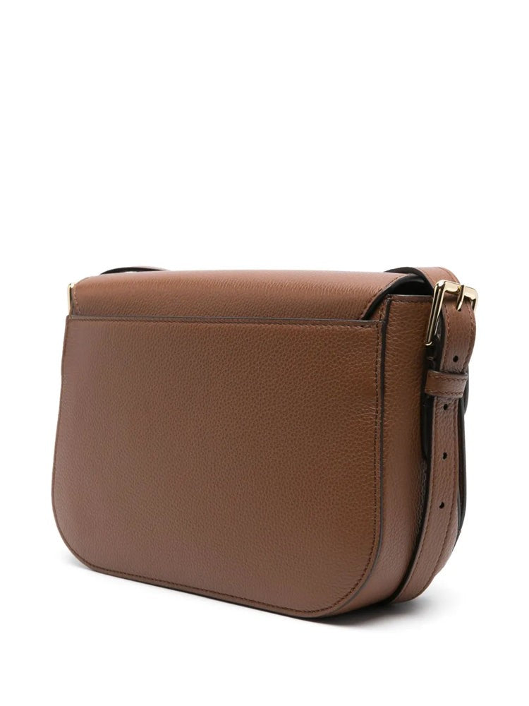 Bally Textured Cow Leather Shoulder Bag With Gold Hardware