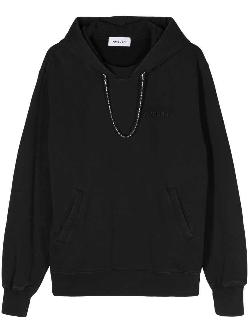 Ambush Black Ballchain Detail Cotton Hoodie