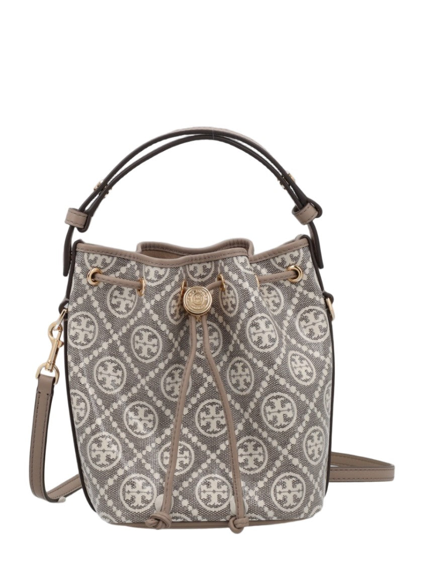 Tory Burch Mini Borsa A Secchiello With Monogram Pattern And Versatile Strap