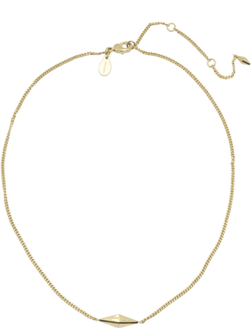 Jimmy Choo Gold-Toned Chain Necklace With Elongated Diamond Pendant