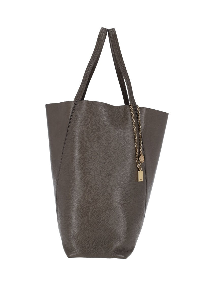 Chloé Grey Spin Textured Leather Tote