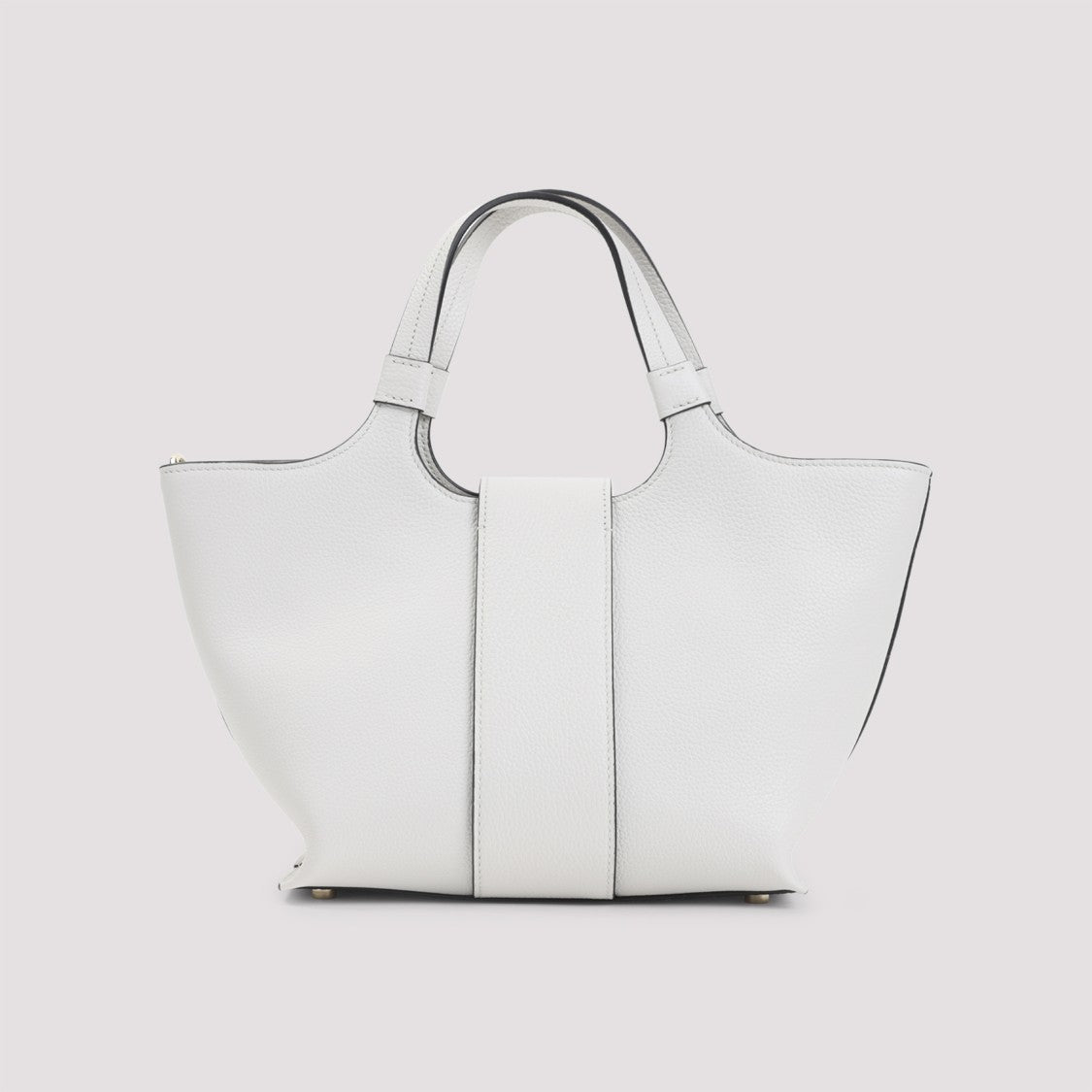 Roger Vivier Structured Grey Leather Handbag With Metal Buckle