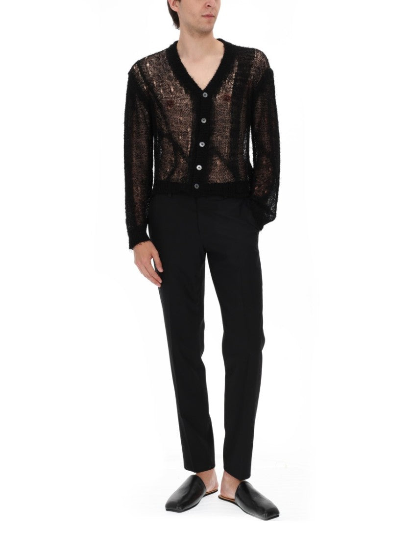 Our Legacy Neutrals Striped Loosely Knitted Linen Cardigan