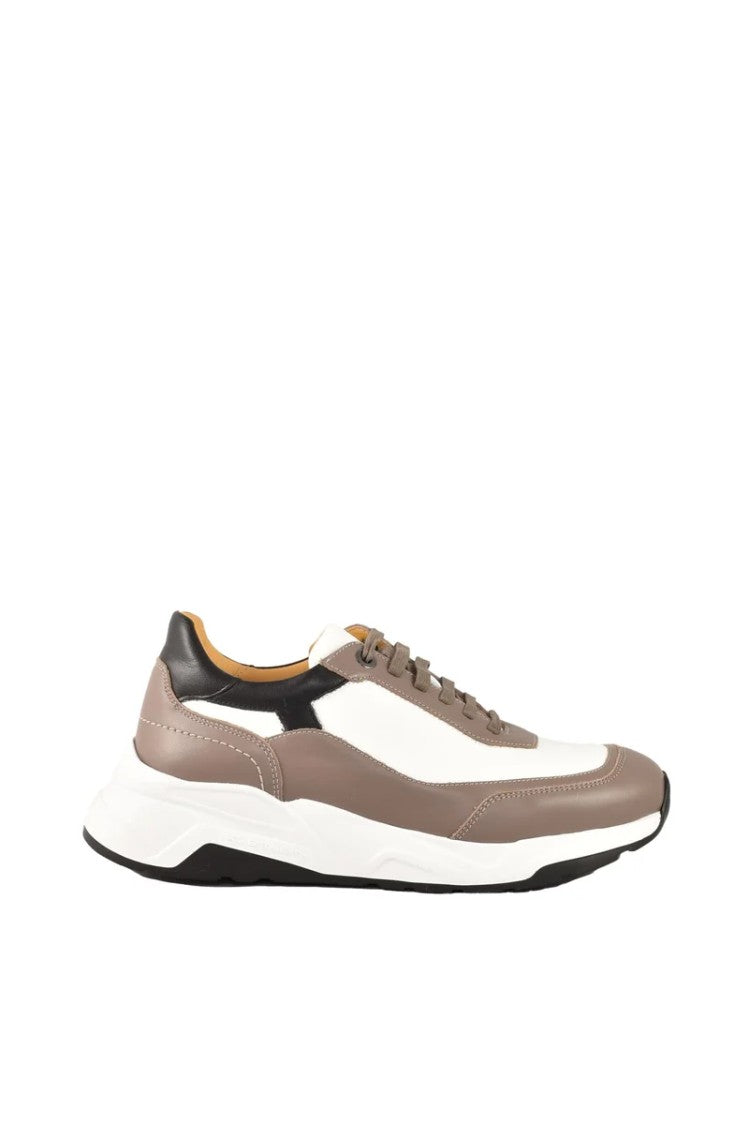 A.Testoni Leather Sneakers - White/Taupe