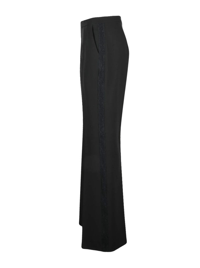 Ermanno Firenze Black Stretch Polyester High-Waisted Formal Pants