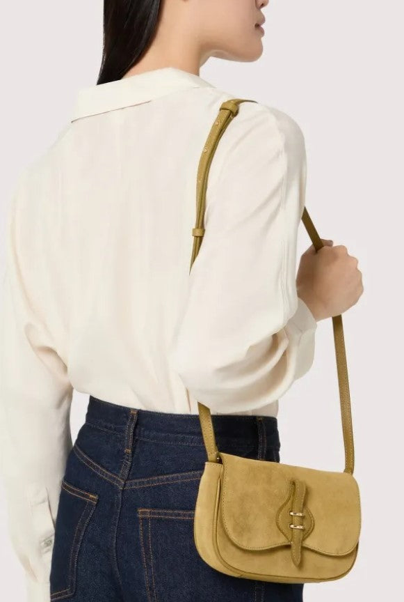 Coccinelle Rectangular Suede Shoulder Bag With Gold-Tone Hardware
