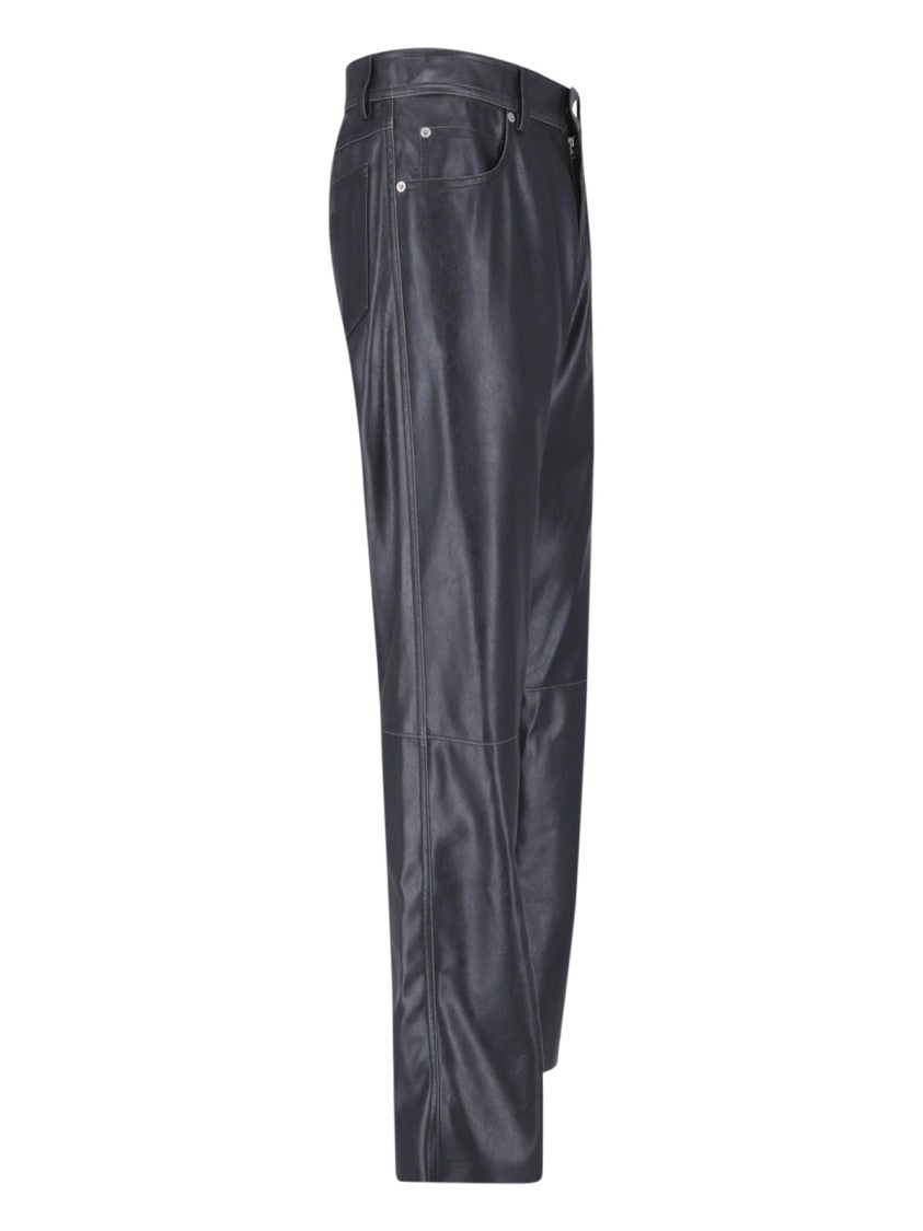 Mm6 By Maison Margiela Black Faux Leather Straight-Leg Pants