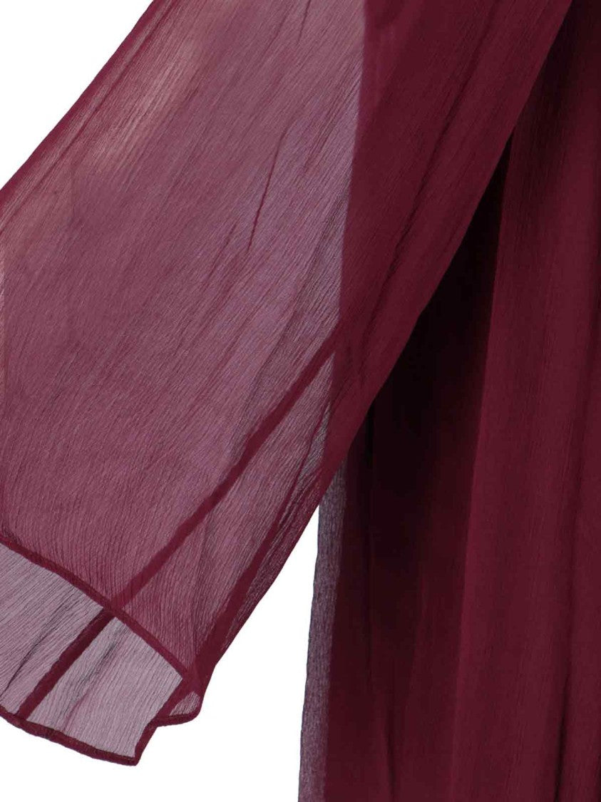 Staud High-Neck Mini Chiffon Dress With Asymmetrical Hemline