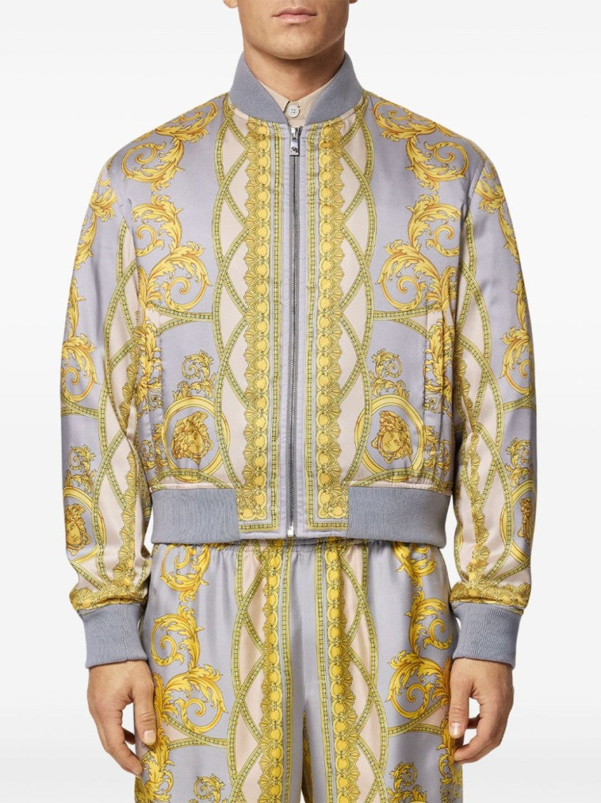 Versace Beluga Grey Baroque Print Jacket