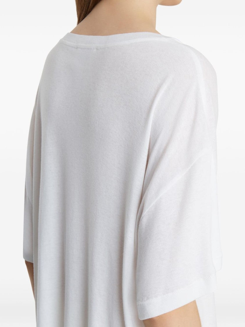 Khaite White V-Neck Short-Sleeve T-Shirt