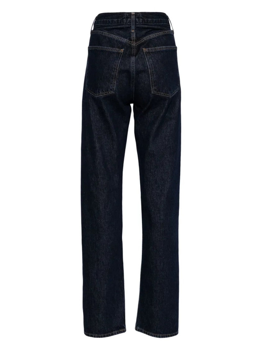 Agolde Five-Pocket Straight-Leg Jeans In Dark Blue Organic Cotton